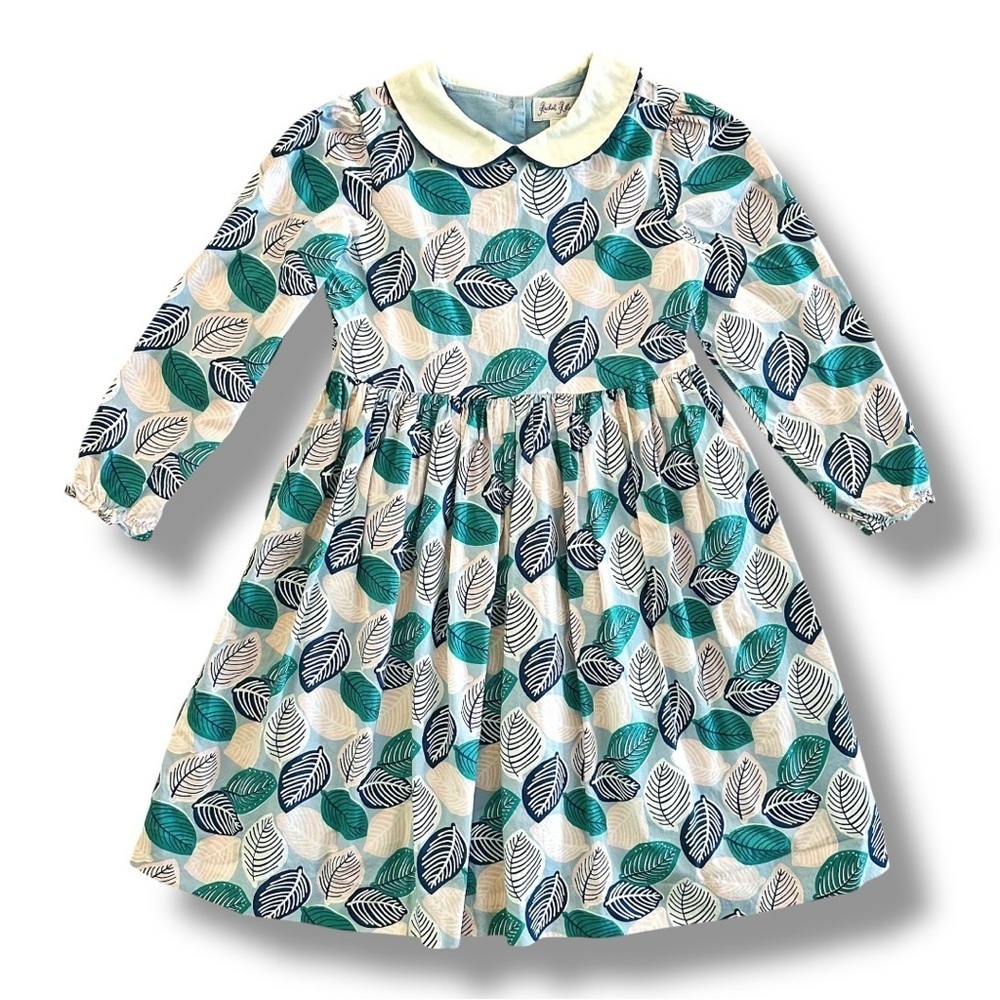Rachel Riley | Leaf Print Peter Pan Collar Dress (7 yrs) 🍃